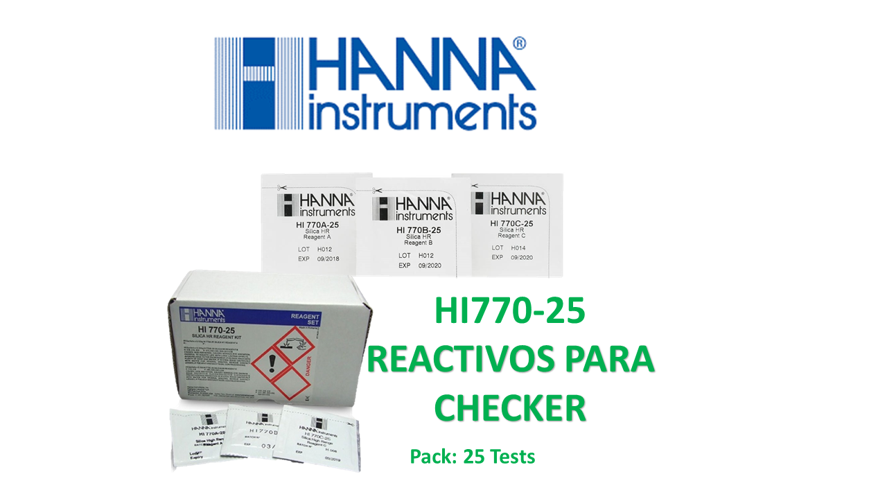 HANNA INSTRUMENTS -Reactivos para el Checker HC de sílice intervalo alto  Colorimétros